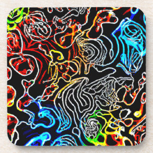 Stylish and Colourful Neon Patterns Shape Coaster