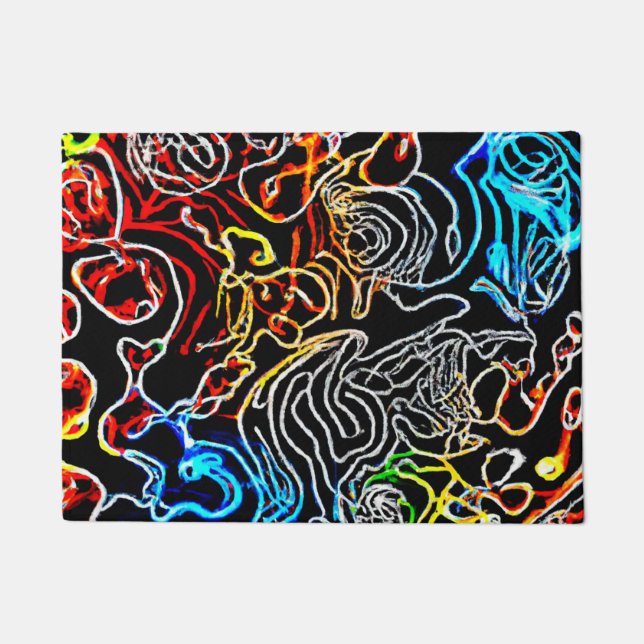 Stylish and Colourful Neon Patterns Shape Doormat (Front)