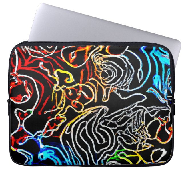 Stylish and Colourful Neon Patterns Shape Laptop Sleeve (Front)