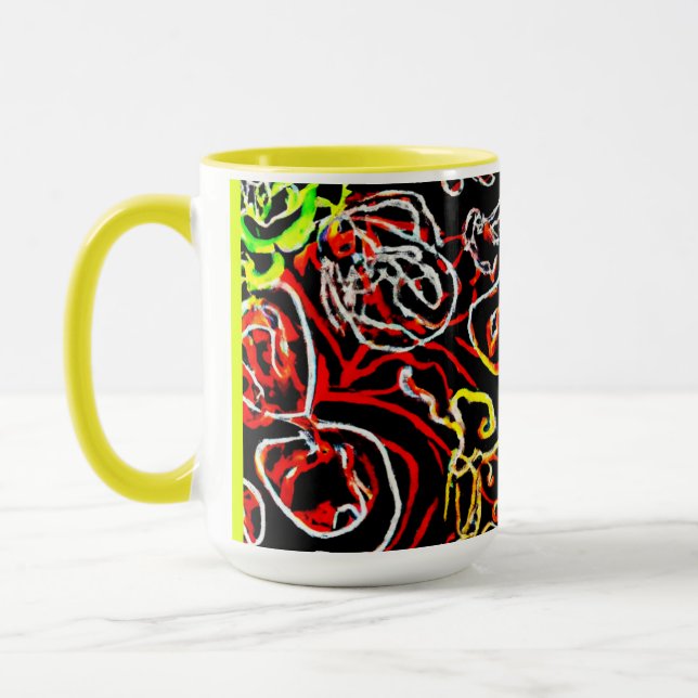 Stylish and Colourful Neon Patterns Shape Mug (Left)
