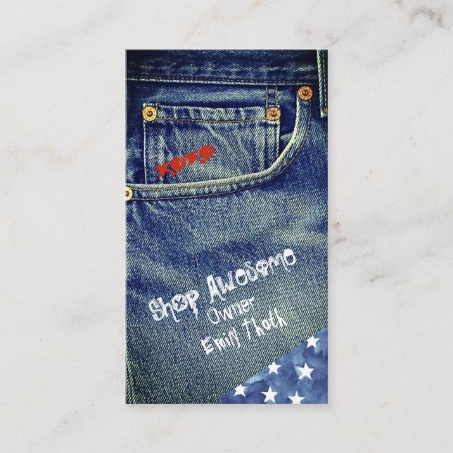 Stylish and cool denim design business card (Front)