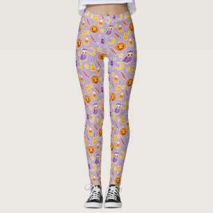 Stylish and Cute Halloween Purple Pattern Leggings