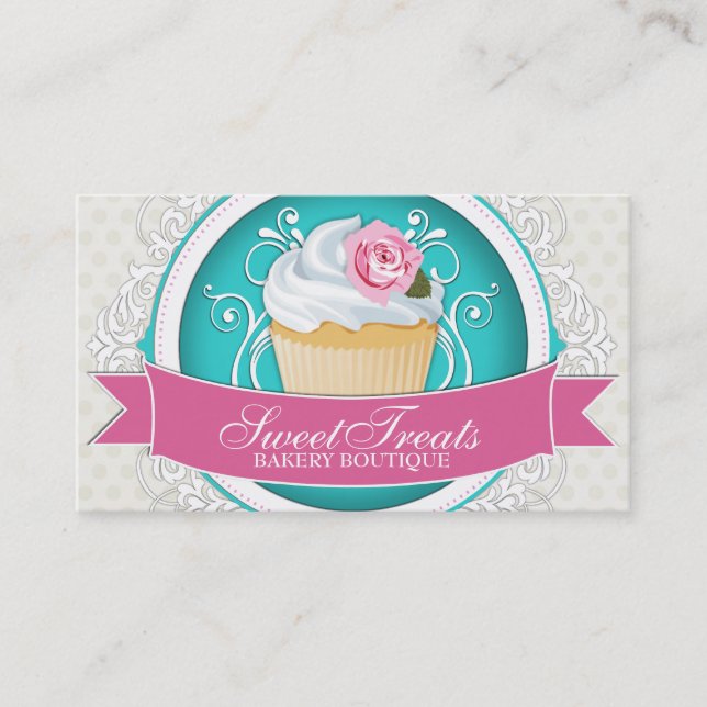 Stylish and Elegant Cupcake Business Cards (Front)