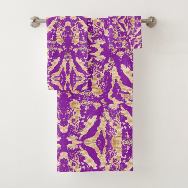 Stylish and Elegant Gold Marble Texture pattern Bath Towel Set (Insitu)