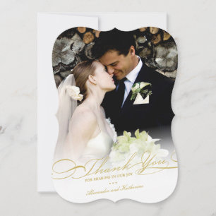 Stylish And Elegant Script Photo Simple Wedding Thank You Card