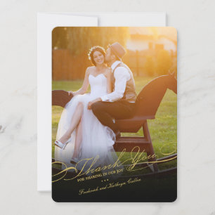Stylish And Elegant Script Photo Simple Wedding Thank You Card