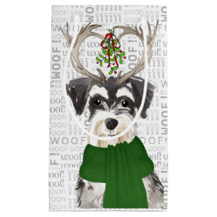 Stylish and Funny Miniature Schnauzer Christmas Small Gift Bag