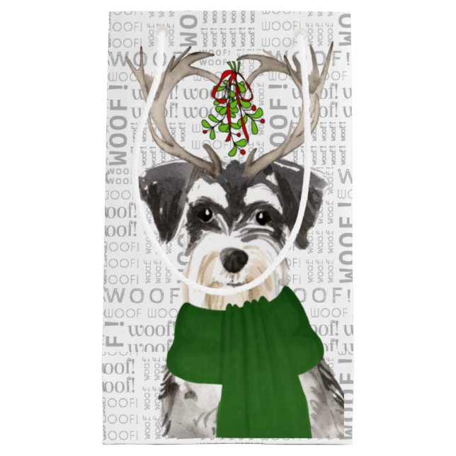 Stylish and Funny Miniature Schnauzer Christmas Small Gift Bag (Front)