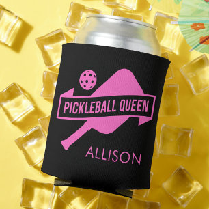Stylish and Modern Cute Pink Pickleball Can Cooler