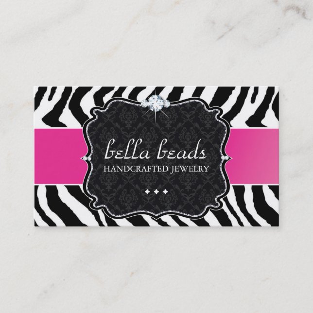 Stylish and Modern Zebra Print  Business Card (Front)