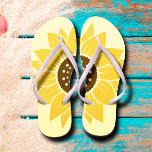 Stylish and Vibrant Sunflower Cute Yellow Thongs