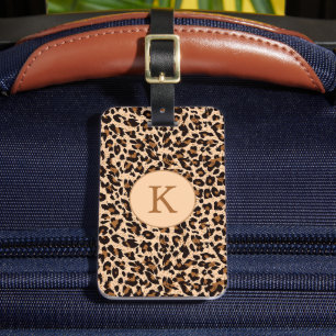Stylish Animal Print Brown Monogram Luggage Tag