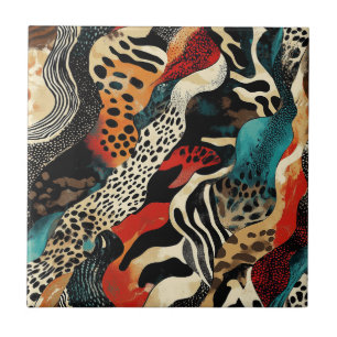 Stylish Animal Print Fusion Design  Ceramic Tile