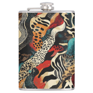 Stylish Animal Print Fusion Design Hip Flask