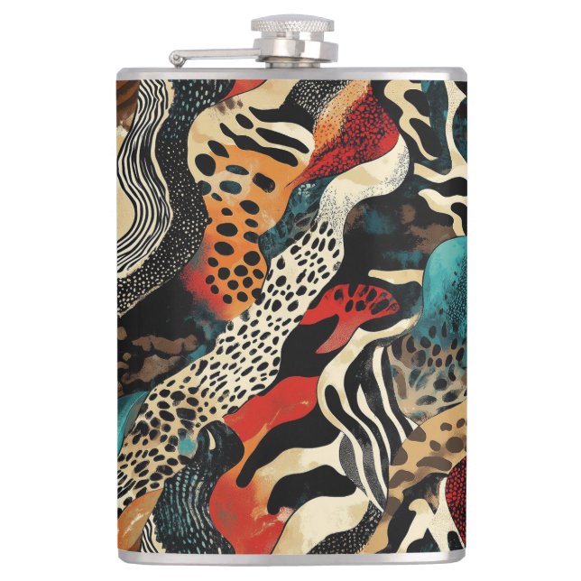 Stylish Animal Print Fusion Design  Hip Flask (Front)