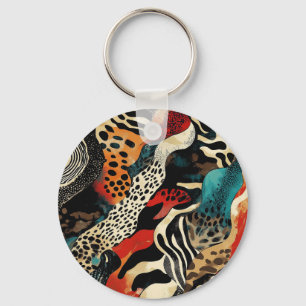 Stylish Animal Print Fusion Design  Key Ring