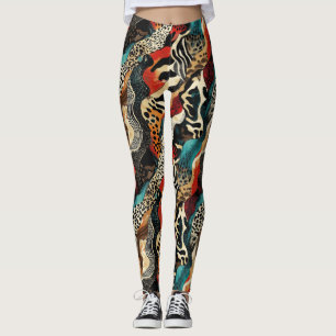 Stylish Animal Print Fusion Design  Leggings