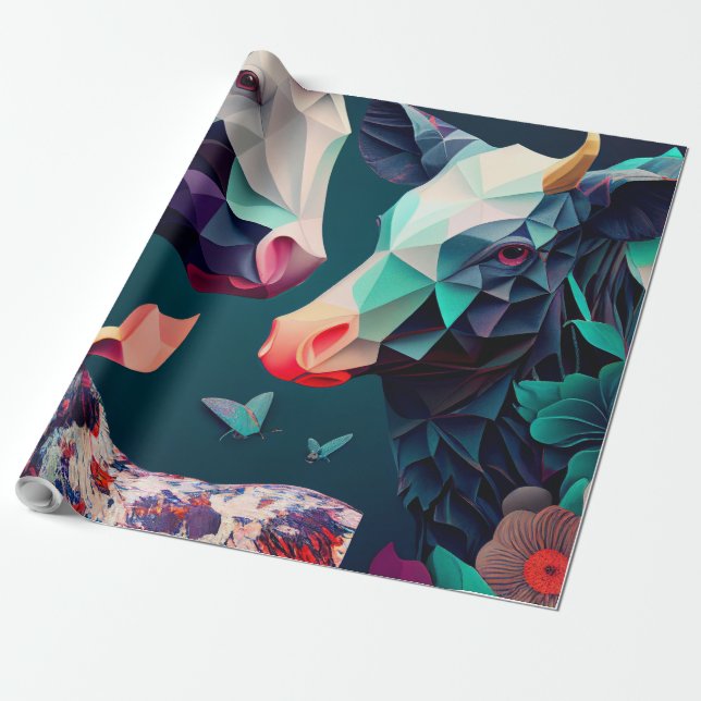 Stylish Animal Print Wrapping Paper (Unrolled)