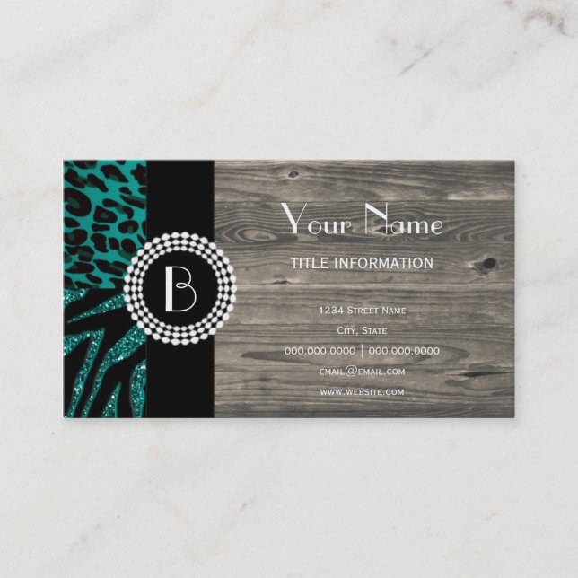 Stylish Animal Prints Zebra and Leopard Patterns Business Card (Front)