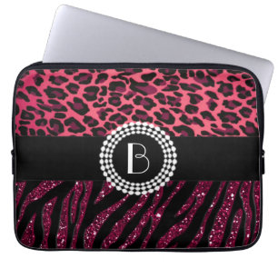 Stylish Animal Prints Zebra and Leopard Patterns Laptop Sleeve