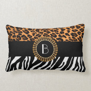 Stylish Animal Prints Zebra and Leopard Patterns Lumbar Cushion