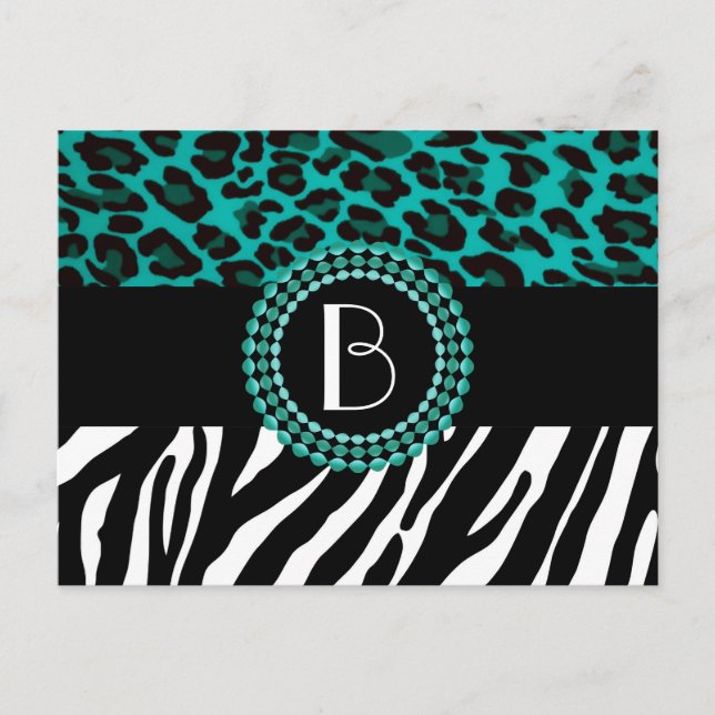 Stylish Animal Prints Zebra and Leopard Patterns Postcard (Front)