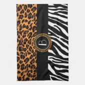Stylish Animal Prints Zebra and Leopard Patterns Tea Towel (Vertical)