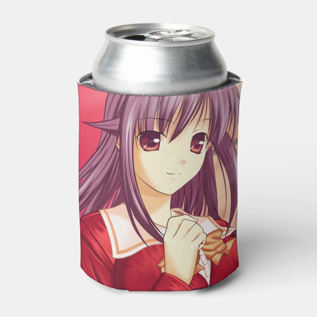 Stylish Anime Girl Can Cooler (Can Front)