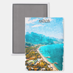 Stylish Antalya Turkey Watercolor Illustration Magnet