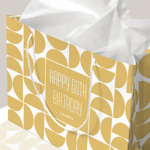 Stylish Any Age Birthday Circles Name Yellow Large Gift Bag