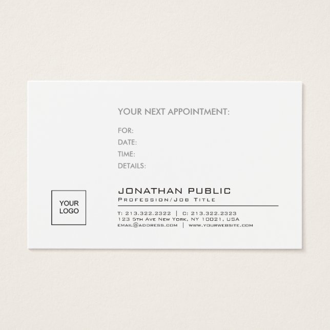 Stylish Appointment Reminder Company Modern Plain (Front)