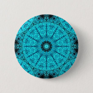 Stylish aqua mandala 6 cm round badge