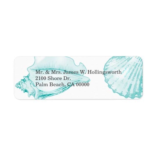 Stylish Aqua Seashells Return Address Label