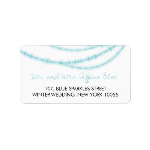 Stylish Aqua Sparkles Glow Strands Wedding Address Label