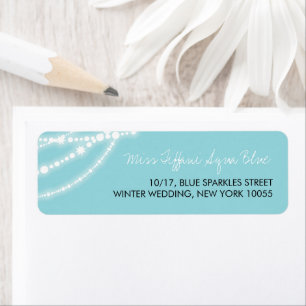 Stylish Aqua Sparkles Glow Strands Wedding Address Return Address Label