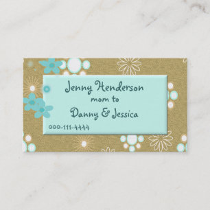 Stylish Aquamarine and Tan Mummy calling card