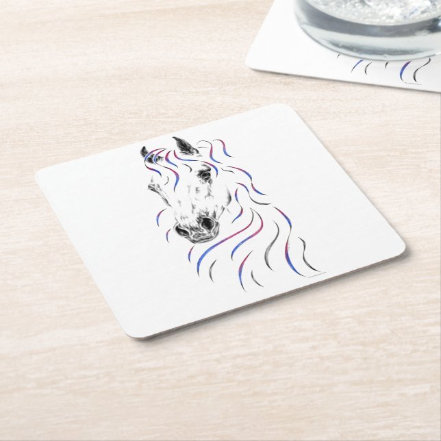 Stylish Arabian Horse Square Paper Coaster (Angled)