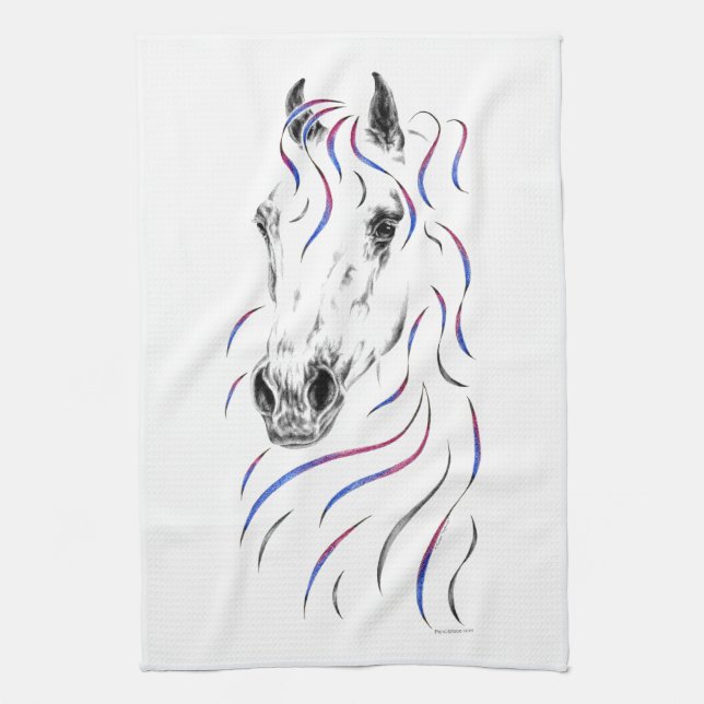 Stylish Arabian Horse Tea Towel (Vertical)