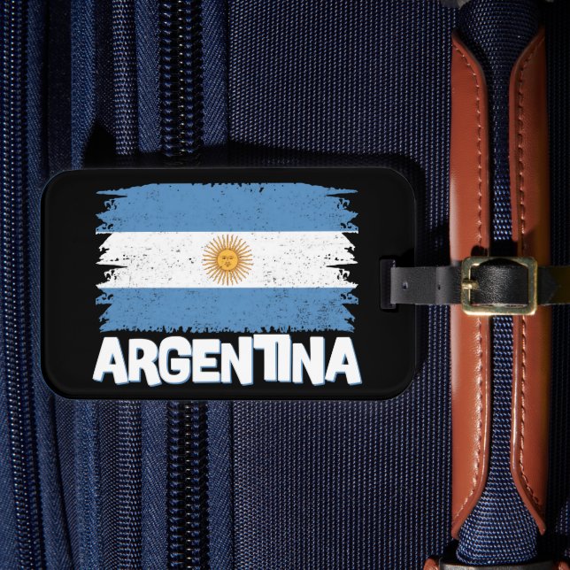 Stylish Argentina Flag Lettering Luggage Tag (Front Insitu 4)
