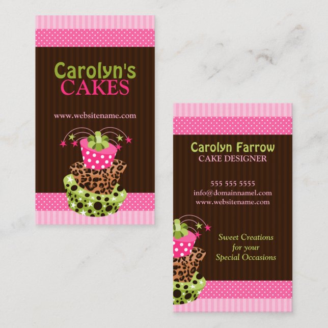 Stylish Art Cake Bakery Business Card (Front/Back)