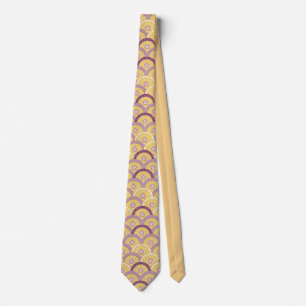 Stylish Art Deco Gold and Purple Fan Design Tie