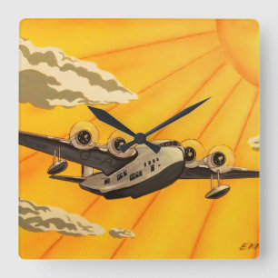 Stylish art deco plane 1930s inspired wall clock