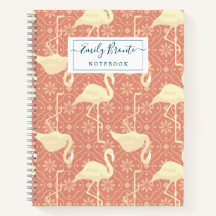 Stylish Arts & Crafts inspired Flamingo pattern Notebook