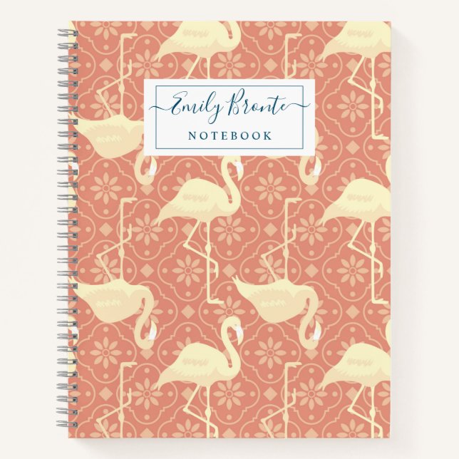 Stylish Arts & Crafts inspired Flamingo pattern   Notebook (Front)