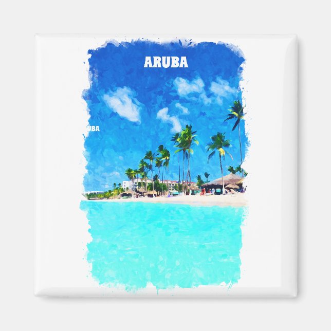 Stylish Aruba Caribbean Beach Paradise Magnet (Front)