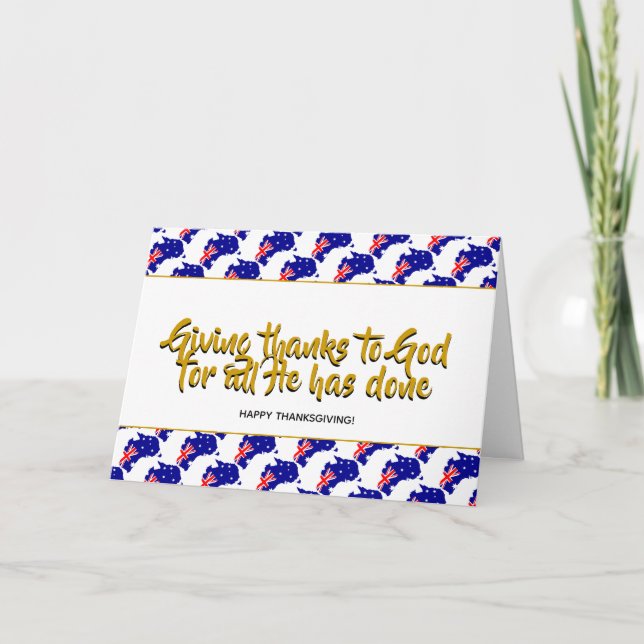 Stylish AUSTRALIA Giving Thanks THANKSGIVING Holiday Card (Front)