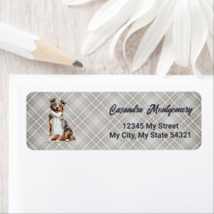 Stylish Australian Shepherd Dog Plaid Address Return Address Label