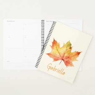 Stylish Autumn Fall Watercolor Floral Personalised Planner
