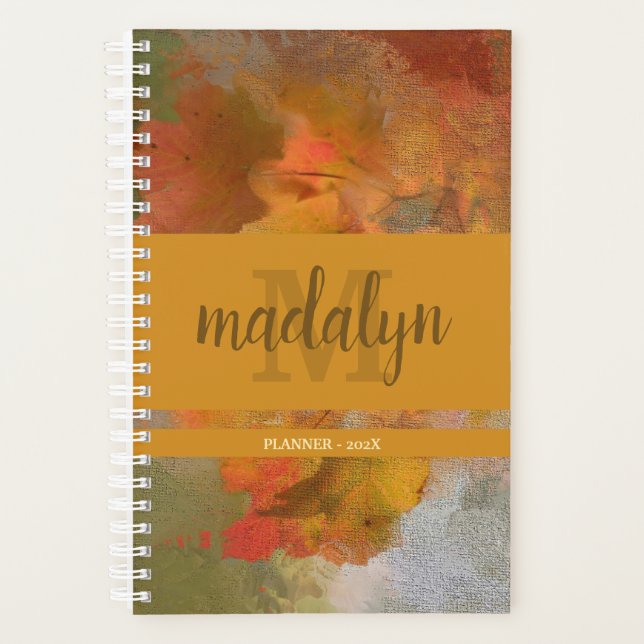 Stylish Autumn Monogrammed Planner (Front)