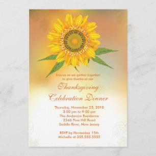 Stylish Autumn Sunflower Thanksgiving Invitations